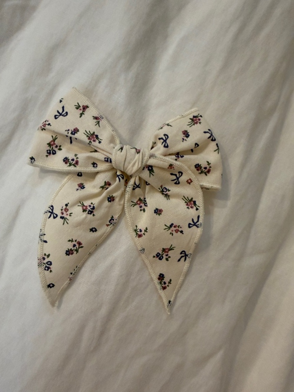 Cream Floral Bow Hair Clip for Kids